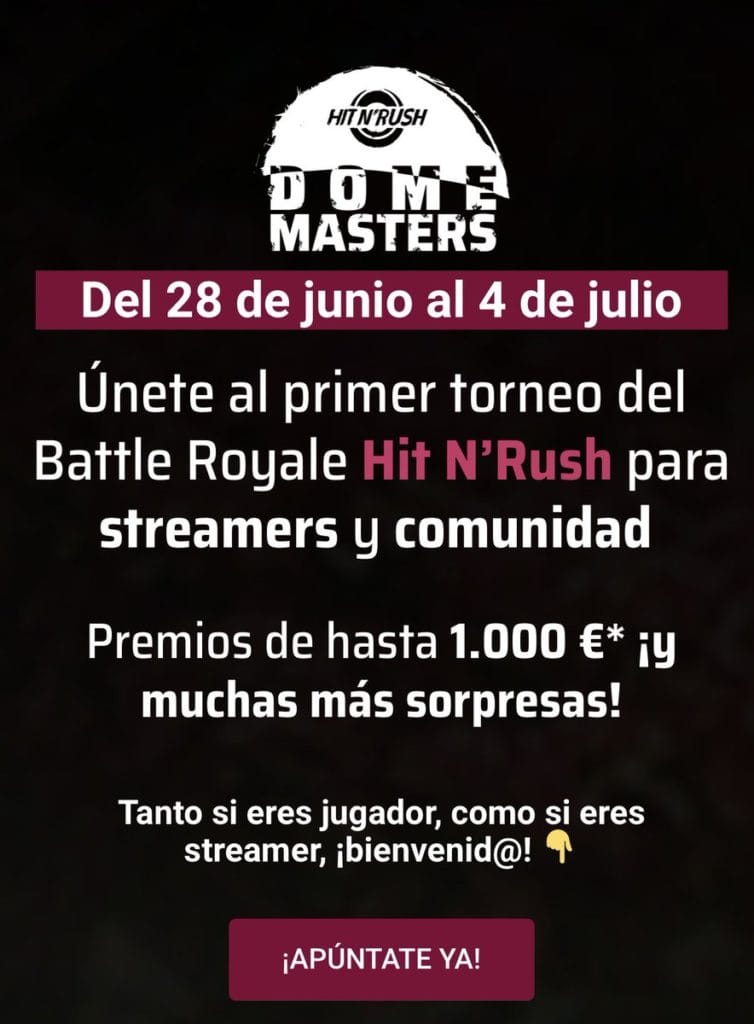Hit N' Rush anuncia Dome Master, su primer gran torneo para streamers y comunidad con fines benéficos