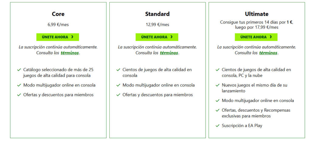 Game Pass Standard precios