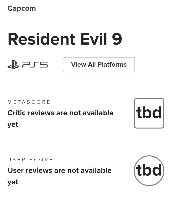 Resident Evil 9 aparece en metacritic, pero solo como PS5