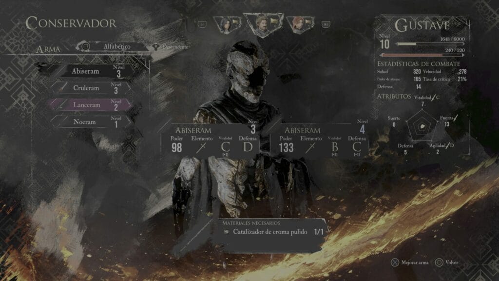 Clair Obscur expedition 33: Cómo mejorar tus armas y sus recursos Clair Obscur expedition 33: Cómo mejorar tus armas y sus recursos