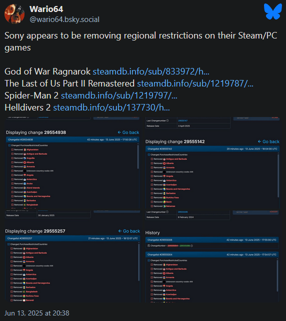 Sony está quitando el bloqueo regional de sus juegos en Steam Sony está quitando el bloqueo regional de sus juegos en Steam