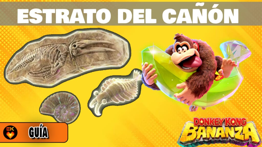 Donkey Kong Bananza: Todos los fósiles y plátanos del Estrato del cañón
