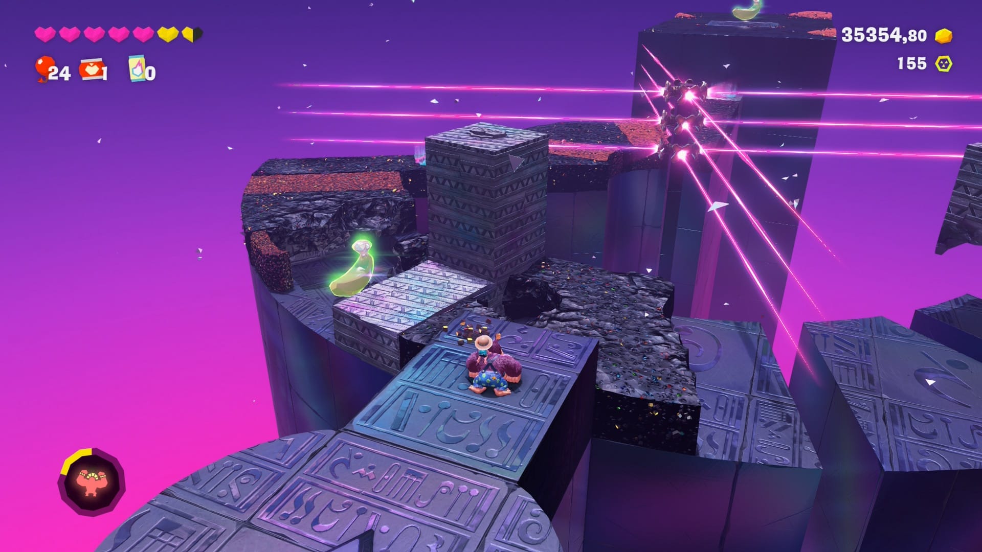 Donkey Kong Bananza: Cómo conseguir los 3 plátanos en «Zona de los Láseres giratorios»