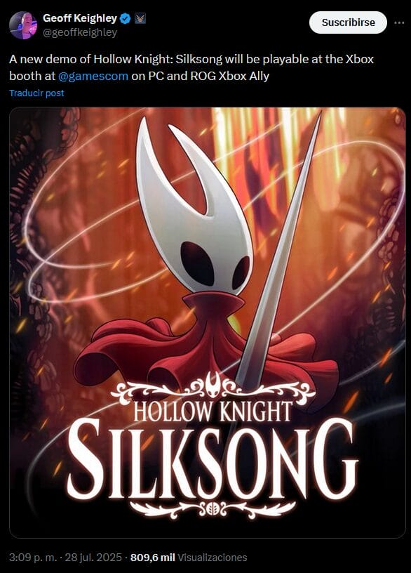 Hollow Knight: Silksong será jugable en la Gamescom