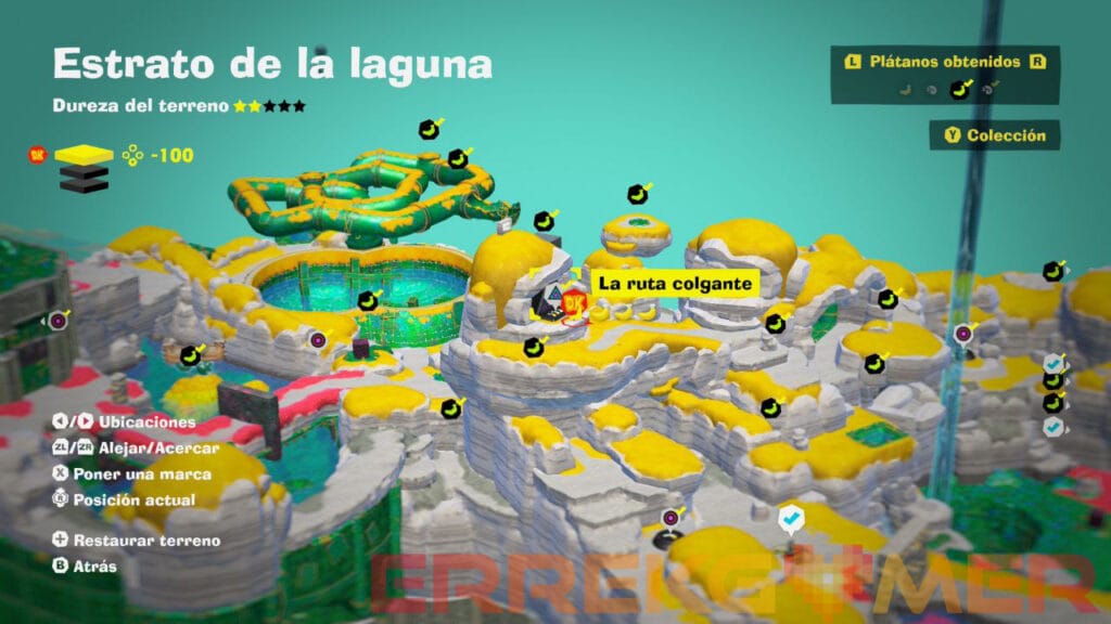 Donkey Kong Bananza: cómo conseguir los 3 plátanos en "La ruta colgante"