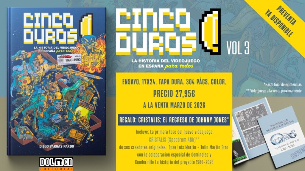 Diego Vargas presenta el tercer volumen de Cinco Duros: La historia del videojuego en España con Dolmen Editorial