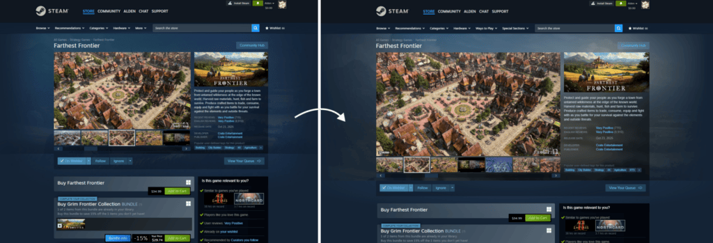 Steam ha actualizado las paginas de juegos en su tienda