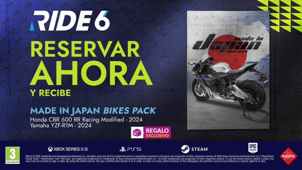 Reserva Ride 6 en GAME y llévate contenido exclusivo de regalo
